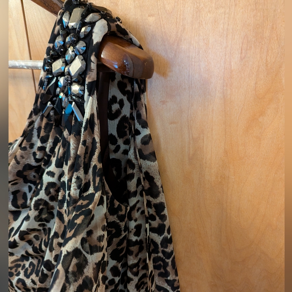 Cache Leopard Print One Shoulder Dress Size 6 - image 4